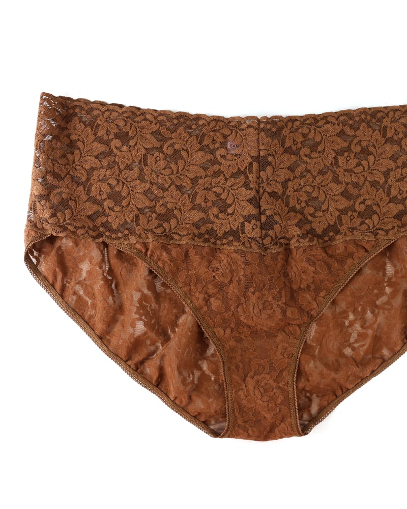 Front of a size 1X PLUS SIZE RETRO V-KINI in MACB-MACCHIATO by Hanky Panky. | dia_product_style_image_id:272613